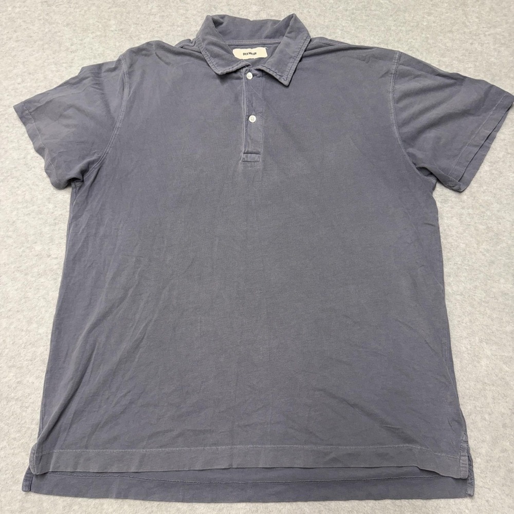 Buck Mason Polo Shirt Mens XL Blue Solid 100% Cotton Jersey Short Sleeve Casual
